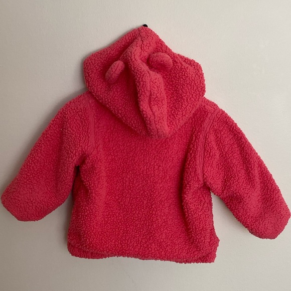 Baby Boden | fuzzy pink sweater with front pockets and  ears on hoodie - Picture 2 of 2